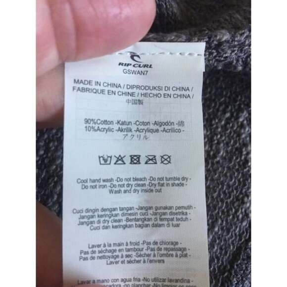 Ripcurl Lightweight Sweater Size Small Long Sleeve Semi Sheer Grays with Brown - Picture 10 of 11